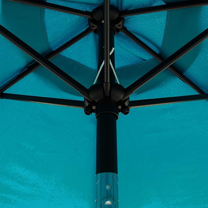 Blissun 7.5 ft Patio Umbrella, Yard Umbrella, Outdoor Market Umbrella with Push Button Tilt Crank (Cerulean) - Image 5