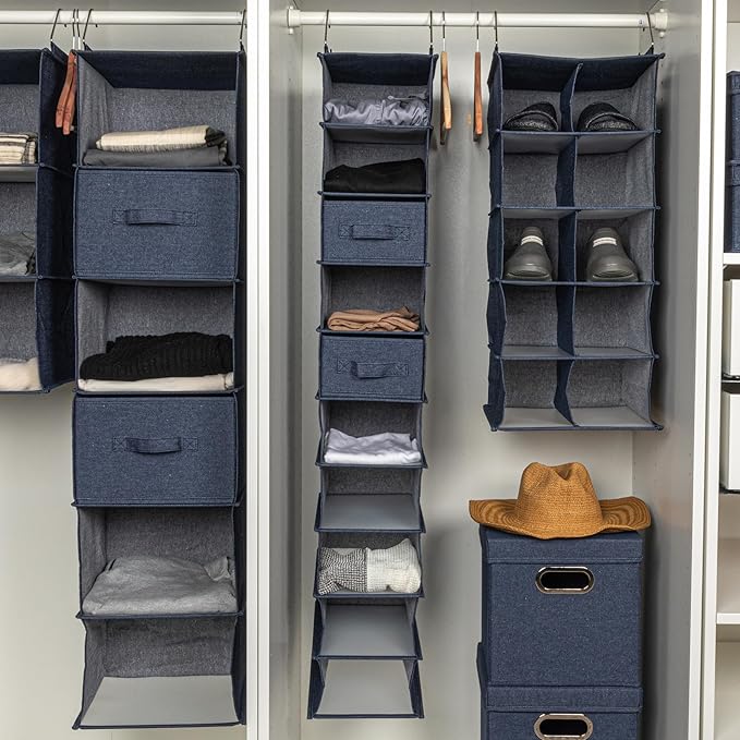Household Essentials Hanging Narrow Cotton Blend and Plastic Closet Organizer - Image 2