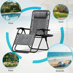 Homall Zero Gravity Chair Patio Folding Lawn Outdoor Lounge Reclining Chair with Cup Holder Pillows for Poolside Backyard and Beach Set of 4 Double Grey - Image 7