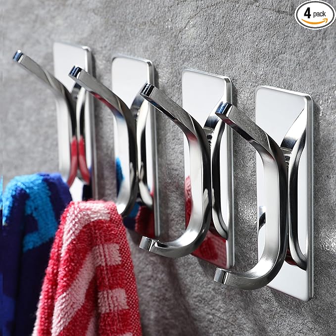 YIGII Adhesive Hooks -4 Packs Wall Hooks by YIGII