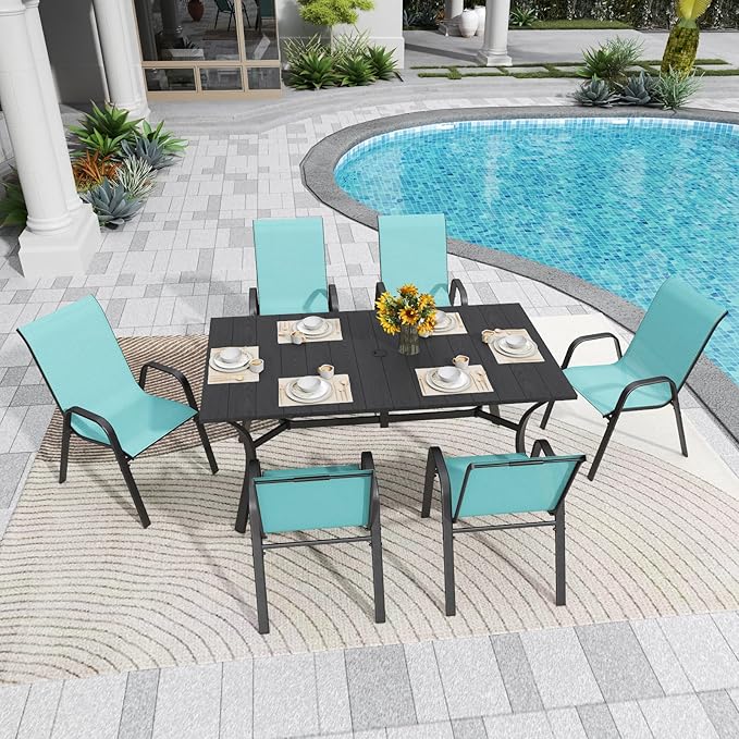 Patio Chairs Set of 4, Stackable Outdoor Dining Chairs for All Weather Textilene Fabric & Metal Frame, Outdoor Chairs Set for Backyard Deck Garden - Image 4