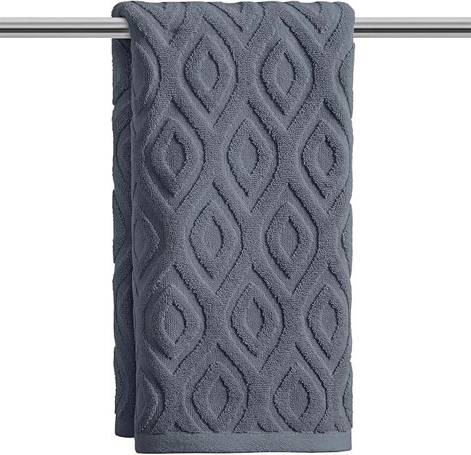 Artoid Mode 1 Pc Grey 3D Diamond Grid Jacquard Hand Towels by ArtoidMode