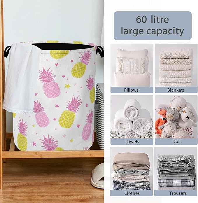 Pineapple Tropical Laundry Hamper, Dirty Clothes Laundry Basket - Image 6