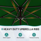 AreShark 9 FT Patio Umbrella for Outdoor, Outdoor Table Umbrella with Push Button Tilt and Crank, Outdoor Patio Umbrellas with 8 Sturdy Ribs for Market, Garden, Pool (Dark Green) - Image 3