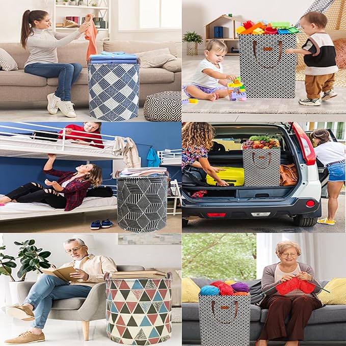 Waterproof Laundry Hamper Collapsible Laundry Basket Leather Handle Laundry Bag - Image 7