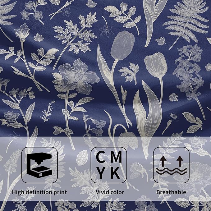 Blue Spring Floral Hand Towels for Bathroom Set of 2 Flower Leaves Vintage - Image 3
