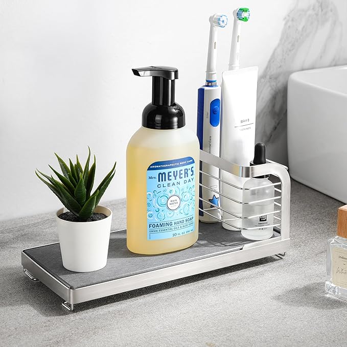 Wipe-Free Sink Organizer with Drying Stone, Instant Dry Sink Caddy Organizers - Image 5