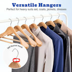 HOUSE DAY Wide Shoulder Wooden Hangers 12 Pack, Wood Suit Hangers - Image 6