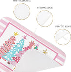 Christmas Dish Drying Mats 18x24 Inch Stripes Watercolor Pink Christmas Trees - Image 7