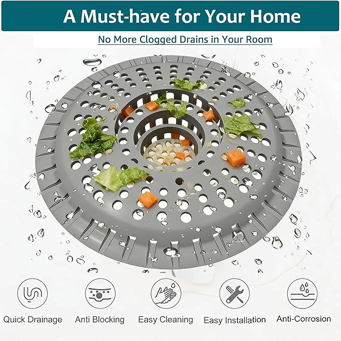 3 Pack Bathroom Sink Drain Strainer, Hair Catcher Shower Drain, Shower Drain - Image 7
