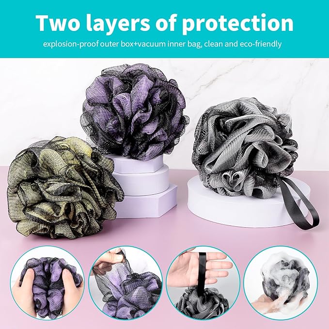 Bath Loofah Shower Sponge Body Back Scrubber Soft Mesh Shower Puffs Exfoliating - Image 4