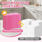8Pcs Pink Reusable Mop Pads, Microfiber Mop Pads Compatible - Image 4