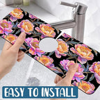 Colorful Peonies Sink Splash Guard Blooming Peonies Faucet Absorbing Mat Fast - Image 5