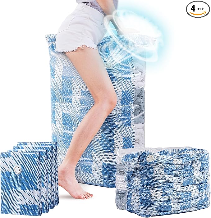 TAILI Vacuum Storage Bags 4 Pack, Jumbo Cube, Vacuum Seal Bags by TAILI