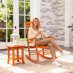 VINGLI Wooden Rocking Chair, Outdoor Chair with 450 lbs Support, Relaxing Rocker with Solid Wood High Back Seat Reclining Seat for Deck, Garden, Backyard, Porch, Indoor or Outdoor Use (Orange, 1PC) - Image 7