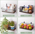 Wall Hanging Baskets 3 Pack, Diversified Wire Basket Shelves of Wooden Style - Image 4