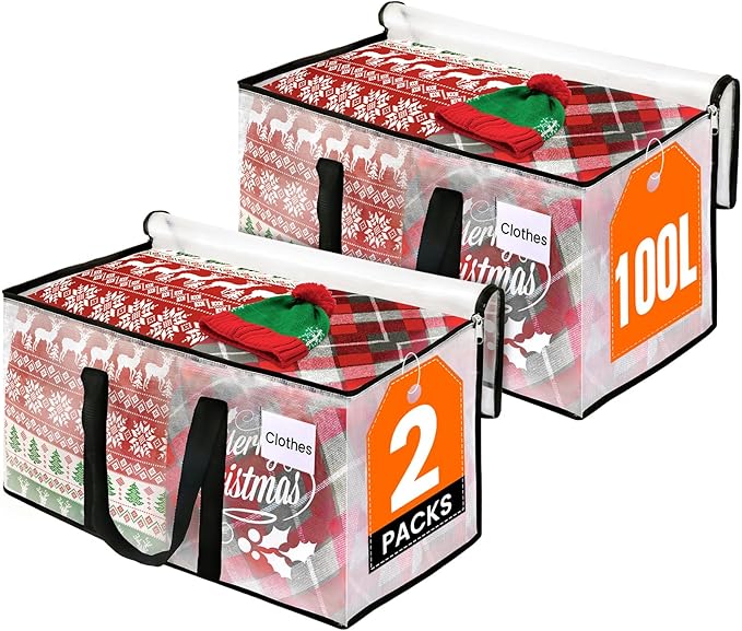 Clear Heavy Duty Extra Large Moving Bags, Reinforced Handle and Double Zipper by RoomHacks