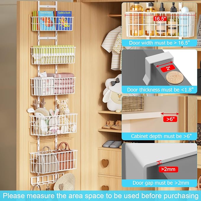 Adjustable Over The Door Organizer, Metal Hanging Door Organizer - Image 4