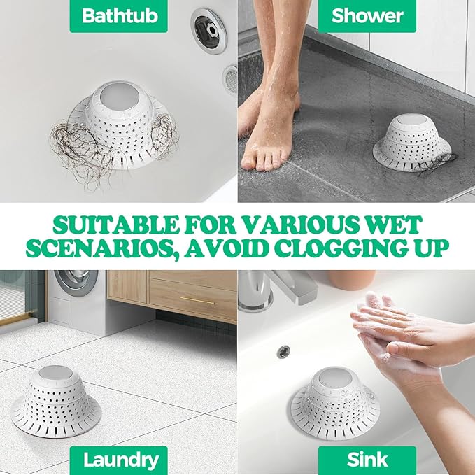 Drain Hair Catcher for Shower and Bathtub, Collapsible Anti-Clog Drain - Image 2
