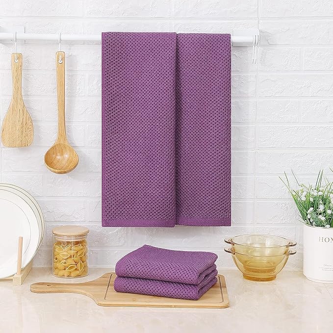 Kitinjoy 100% Cotton Waffle Weave Kitchen Hand Towels - Image 6