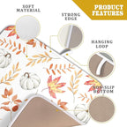 Fall Dish Drying Mat for Kitchen Counter Autumn White Pumpkins Maple Leaves - Image 4