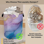 Blue Pink Marble Laundry Basket - Image 3
