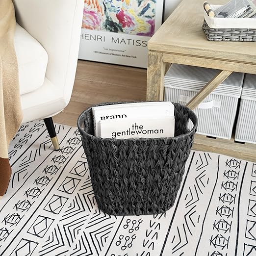 GRANNY SAYS Wicker Waste Basket, Waterproof Bathroom Trash Can, Decorative Boho - Image 3