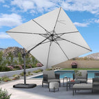 PURPLE LEAF 9' X 12' Right-left Tilt Patio Umbrella with Base Outdoor Cantilever Swivel Rectangle Umbrella Aluminum Offset Umbrella with 360-degree Rotation for Garden Deck Pool Patio White - Image 2