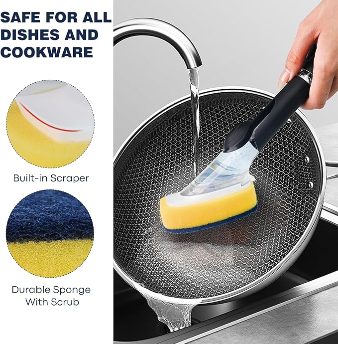 Sponge Brush Refills for OXO Dish Brush, 8 Pack Soap Dispensing Dish Refills - Image 3