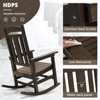 LUE BONA Outdoor Rocking Chairs Set of 2, Weather Resistant HDPS Poly Rocker Chairs, 350lb Heavy Duty, Oversized Porch Rocker for Adult, High Back Smooth Rocking Chair for Outdoor & Indoor, Brown - Image 4