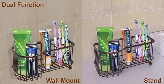 Simple Houseware 6 Slots Toothbrush Holder Adhesive Wall Organizer - Image 2
