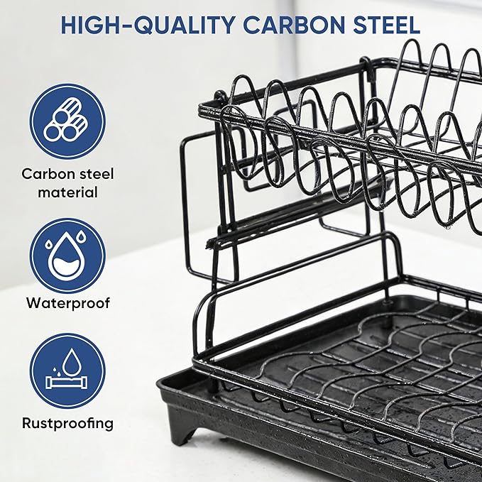 2 Tier Dish Drying Rack Carbon Steel Screw Free - Image 5