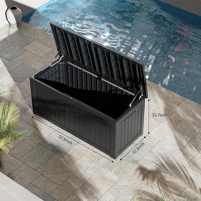 TARKARI 270 Gallon Lockable Resin Deck Box, Waterproof & UV-Resistant Outdoor Storage Box for Outdoor Cushion Storage, Garden Tools & Pool Accessories Storage, Black - Image 4
