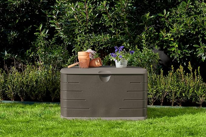 Rubbermaid Medium Resin Outdoor Storage Deck Box (73 Gal), Weather Resistant, Brown, Deck Organization for Home/Backyard/Pool Chemicals/Toys/Garden Tools/Porch/Patio Cushions - Image 5