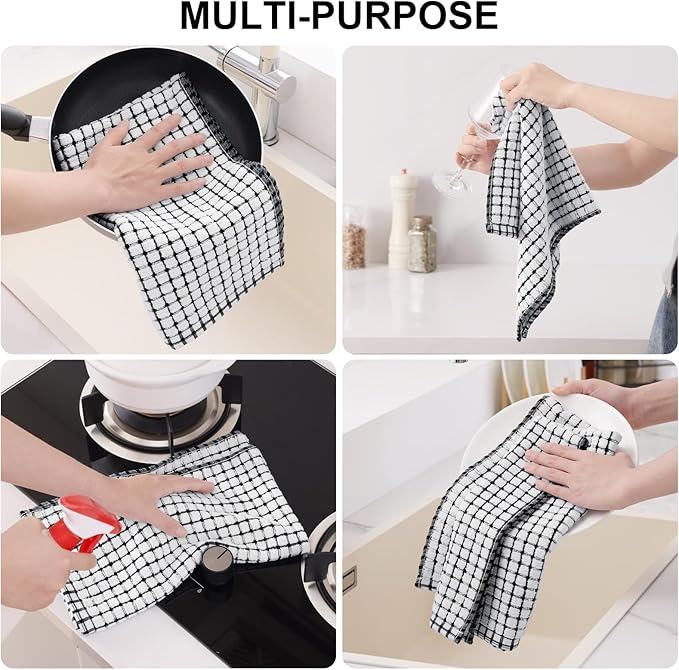 Kitinjoy Cotton 16 Pack Kitchen Towels and Dishcloths Sets, 16 x 25 Inch & 12 X - Image 4