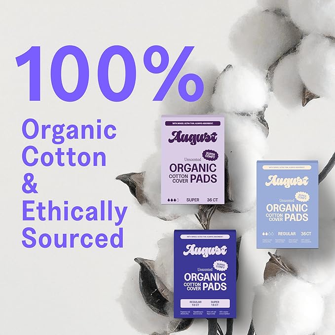 August Super Cotton Menstrual Pads, Hypoallergenic Sanitary Napkins - Image 2
