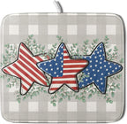 Patriotic Dish Drying Mat for Kitchen Counter Cute Stars 4th of July Holiday by Unknown