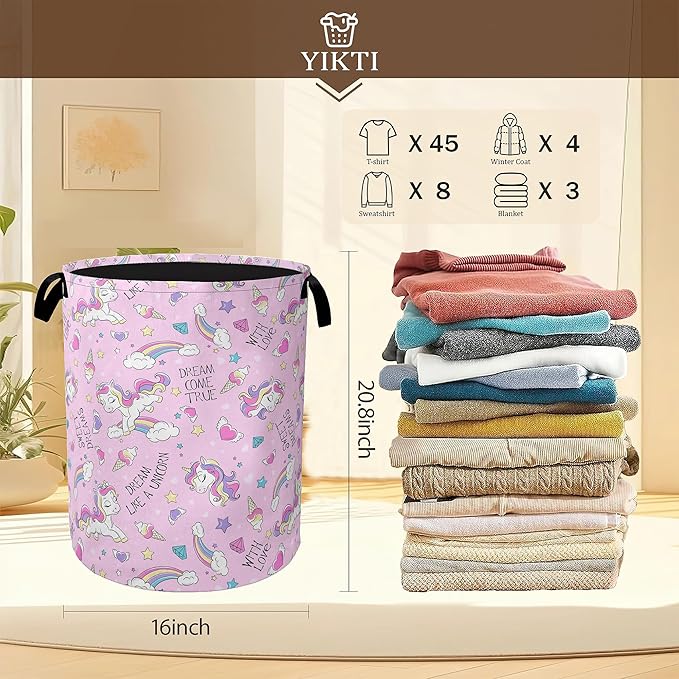Laundry Hamper, Dreamy Rainbow Portable Collapsible Laundry Room Organization - Image 2