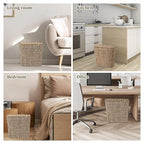 Wicker Waste Basket with Lid and Liner, Woven Seagrass Trash Can, Bathroom - Image 6
