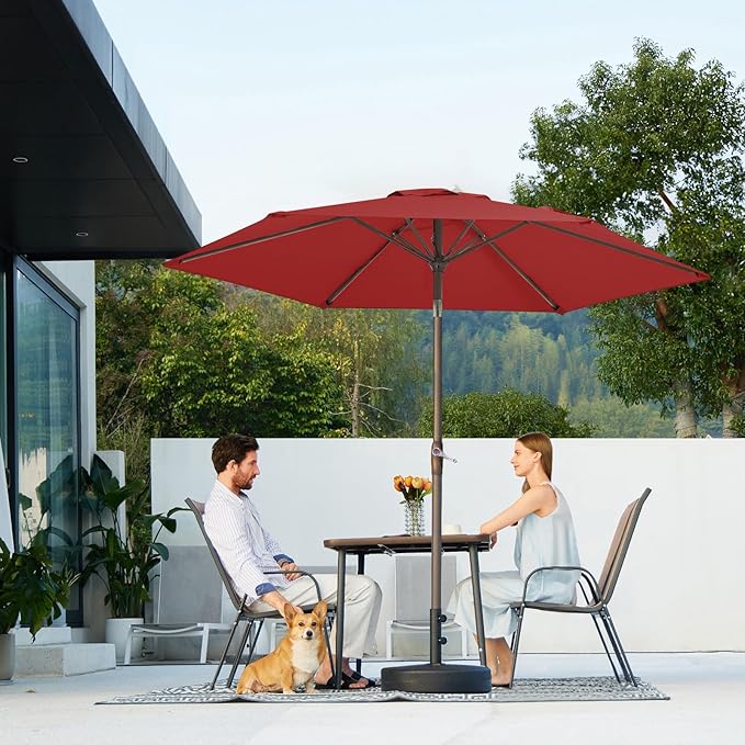 JEAREY 7.5FT Patio Umbrella Outdoor Market Umbrella with 6 Sturdy Ribs, Push Button Tilt/Crank Table Umbrella for Garden, Deck, Backyard and Pool, Red - Image 7