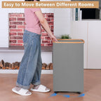 Laundry Basket with Wheels, 110L Beige Clothes Hamper - Image 5