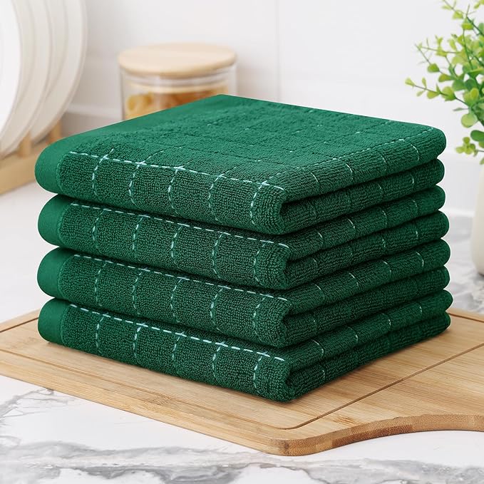 Homaxy 100% Cotton Terry Kitchen Towels, Checkered Designed, Soft and Super - Image 8