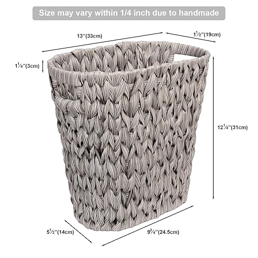 Wicker Trash Can, Waterproof Bathroom Waste Basket, Plastic Wicker Woven Waste - Image 6