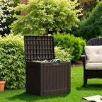 Flamaker Resin Deck Box 40 Gallon Waterproof Outdoor Indoor Storage Box Imitation Wood Resin for Patio Furniture Garden Tools and Pool (Deep Brown) - Image 3