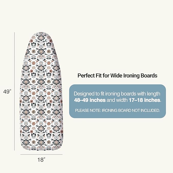 Ironing Board Cover and Pad 18"x49" Extra Thick Natural Cotton, Scorch and - Image 2