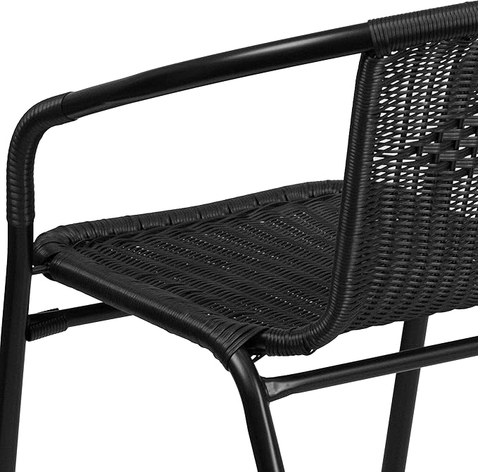 Flash Furniture Lila Modern Rattan Indoor/Outdoor Stackable Dining Chairs, Stacking Rattan Bistro Chairs for Patio or Restaurant, Set of 4, Black - Image 13