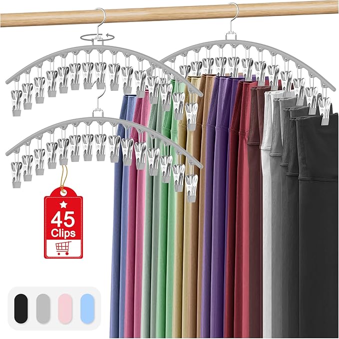 3 Pack Legging Organizer for Closet Hanging, Pants Hangers by Besslly