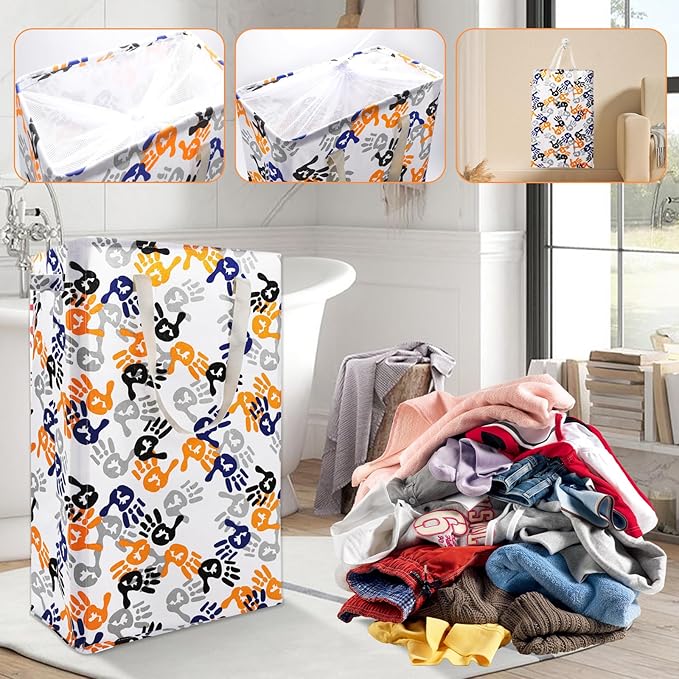 Odonata Slim Laundry Hamper Handles Collapsible Laundry Basket Thin Dirty - Image 7