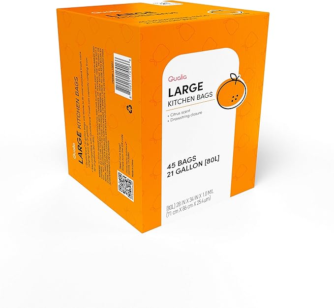 QUALIAZERO CITRUS SCENTED 21 Gal / 80 Liter | Drawstring Closure Trash Bag | - Image 4