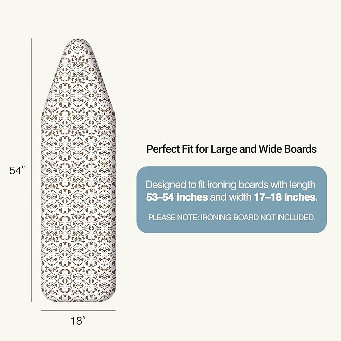 Ironing Board Cover and Pad 18"x54" Extra Thick Natural Cotton, Scorch & Stain - Image 2